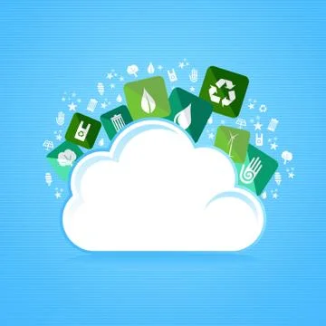 Cloud computing eco friendly icons Ilustração Stock