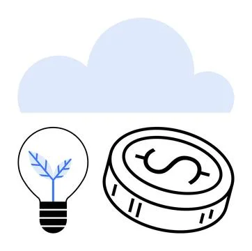 Cloud Computing with Eco-Friendly Innovations and Financial Growth Concept Stock Illustration