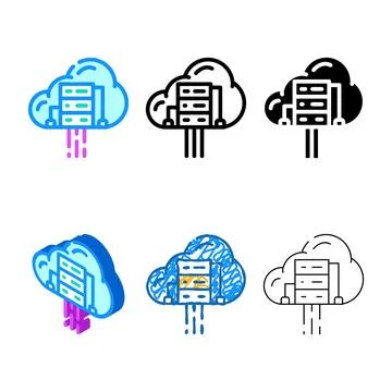 Cloud computing edition software color icon vector Stock Illustration