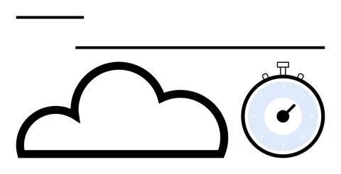 Cloud Computing Efficiency and Real-Time Speed Concept with Stopwatch Icon 스톡 일러스트