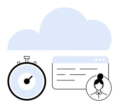 Cloud Computing Efficiency Synchronizing Online Profiles with Time Manageme.. Stock Illustration