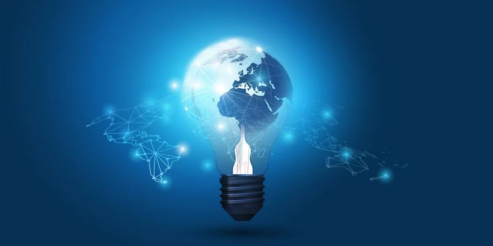 Cloud Computing, Electric and Global Network Connections Concept Design wit.. Ilustração Stock