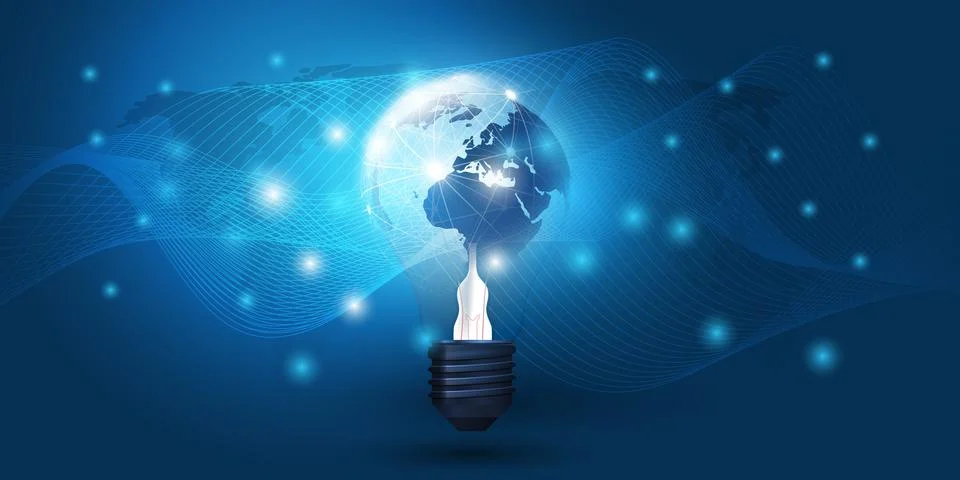 Cloud Computing, Electric and Global Network Connections Concept Design wit.. Stock Illustration