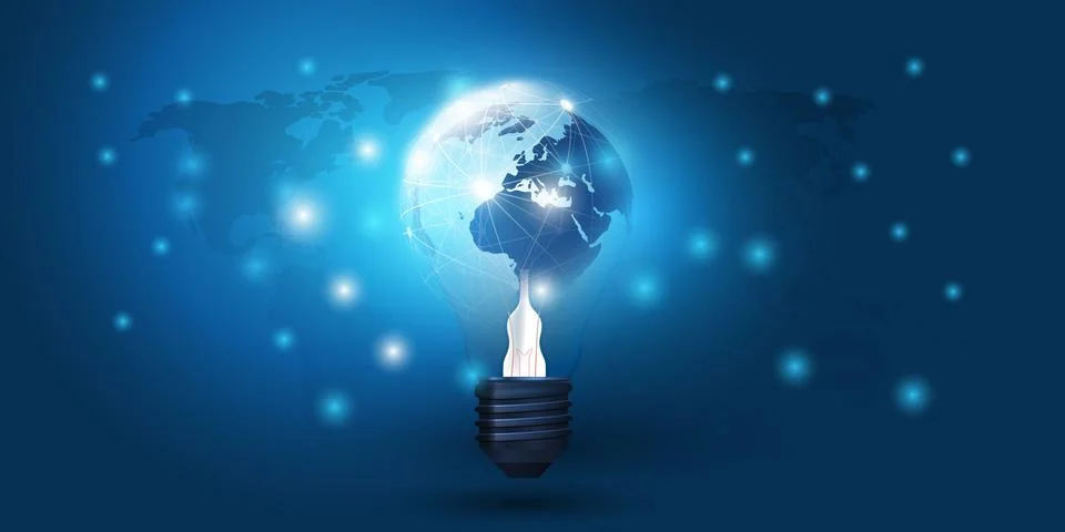 Cloud Computing, Electric and Global Network Connections Concept Design wit.. Stockillustratie