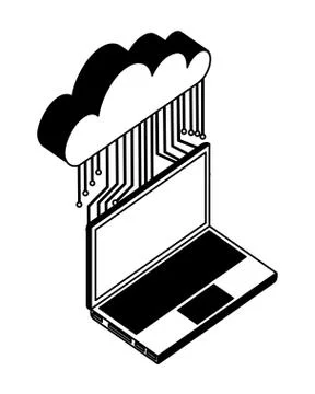 Cloud computing with electronic circuit and laptop computer 스톡 일러스트