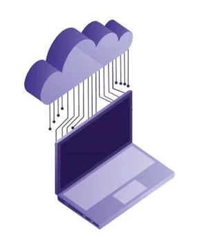 Cloud computing with electronic circuit and laptop computer Stock Illustration