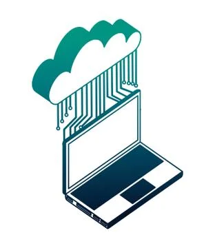 Cloud computing with electronic circuit and laptop computer Stock Illustration