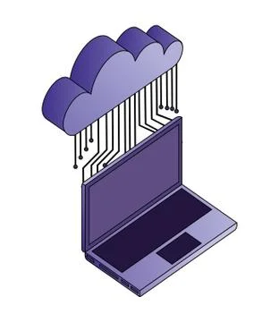 Cloud computing with electronic circuit and laptop computer Illustrazione stock