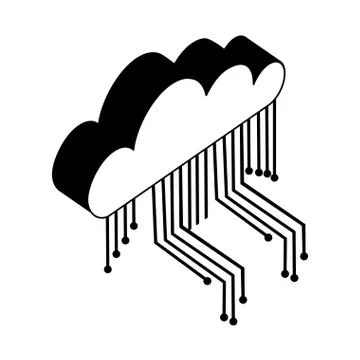 Cloud computing with electronic circuit isometric icon 스톡 일러스트