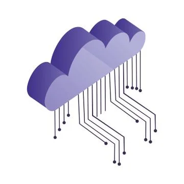 Cloud computing with electronic circuit isometric icon Stock Illustration