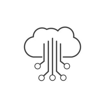 Cloud computing electronic circuit technology icon line design Stockillustratie