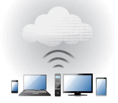 Cloud computing electronic wifi concept illustration design over white Stock Illustration