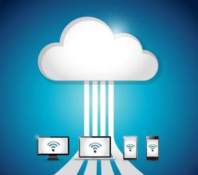 Cloud computing electronics internet connection. Stock Illustration