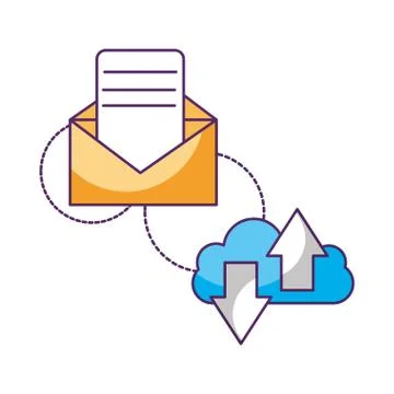 Cloud computing email message upload download data storage Stockillustratie