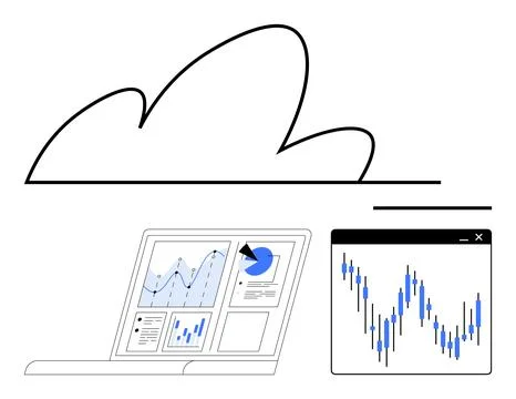 Cloud computing enables real-time data analysis and monitoring through onli.. Stockillustratie