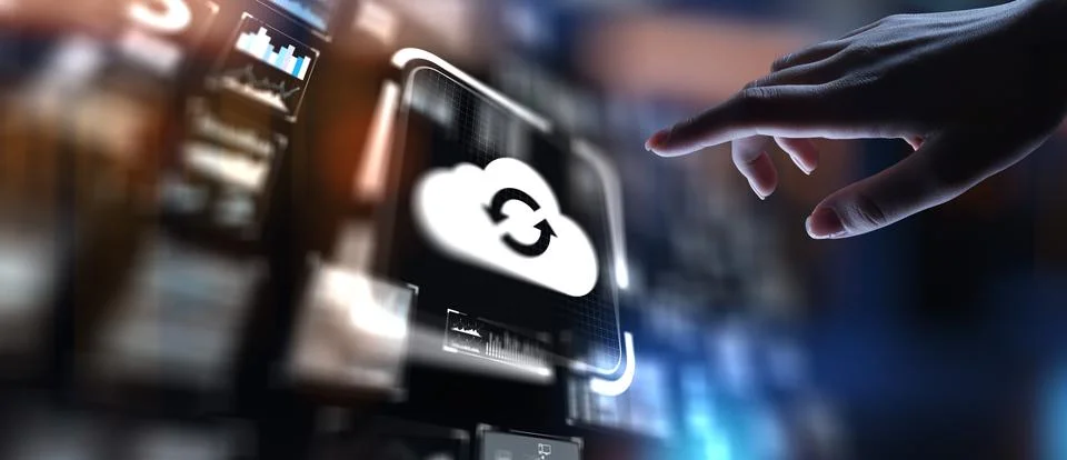 Cloud Computing Enabling Scalable Data Storage and Access, projection on a vi Stock Photos