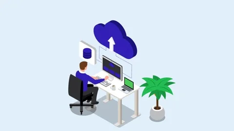 Cloud Computing Engineer Uploading Data and Managing Network Servers 3d ani.. 库存影片 337945038