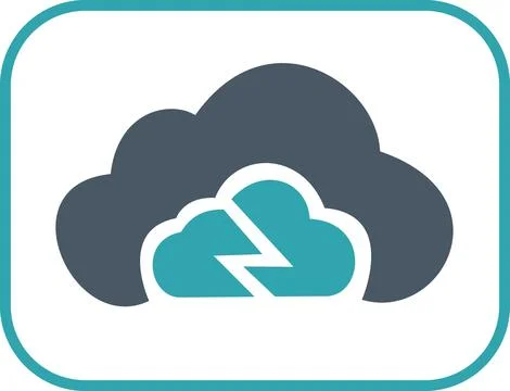Cloud computing error lightning flat icon Stock Illustration