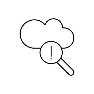 Cloud computing, exclamation mark, SEO icon. Simple line, outline vector Illustrazione stock