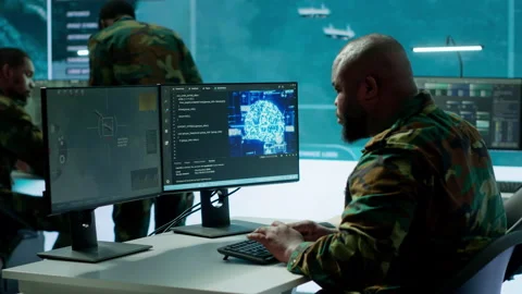 Cloud computing expert using new technology AI brain to learn intelligence Stock Footage 279951537