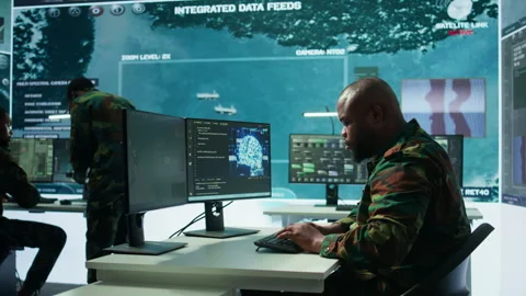 Cloud computing expert using new technology AI brain to learn intelligence Stock Footage 279951888