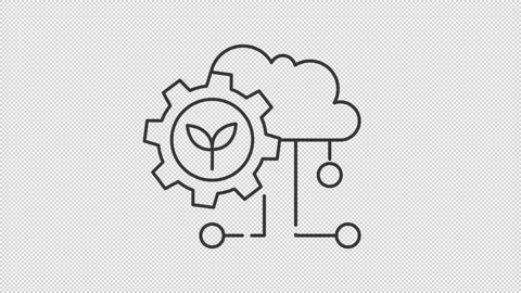 Cloud computing in farming line animation Video stock 300441473