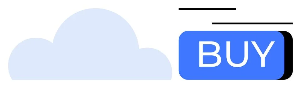 Cloud computing with fast e-commerce purchase button and dynamic elements Illustrazione stock
