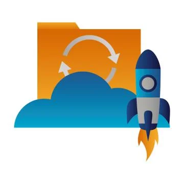Cloud computing file data rocket イラスト素材