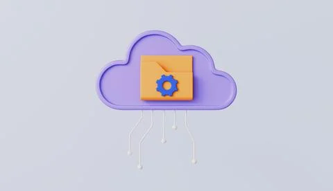 Cloud computing with File folders document, Online data storage for business Stock Illustration
