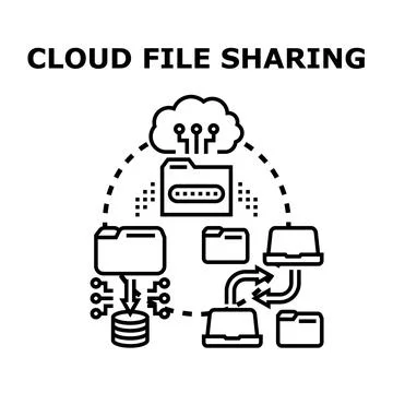 Cloud computing file sharing concept with data transferring イラスト素材