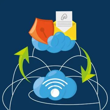 Cloud computing, files and messages concept Illustrazione stock