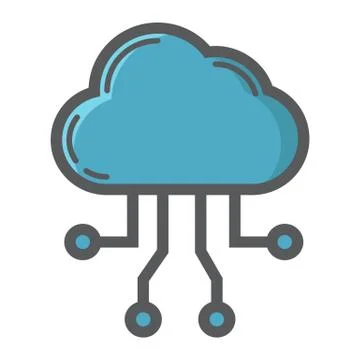 Cloud computing filled outline icon, seo Illustrazione stock