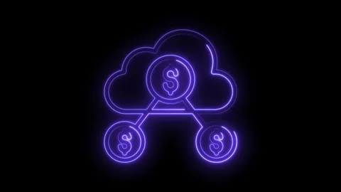 Cloud computing finance with neon effects on black background illustrating Stock Footage 322982347