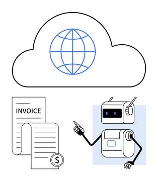 Cloud Computing for Finance Robot Interacting with Electronic Invoice Under.. Stockillustratie