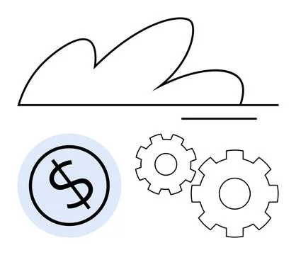 Cloud Computing with Financial Growth and Technical Mechanisms Illustration Stockillustratie