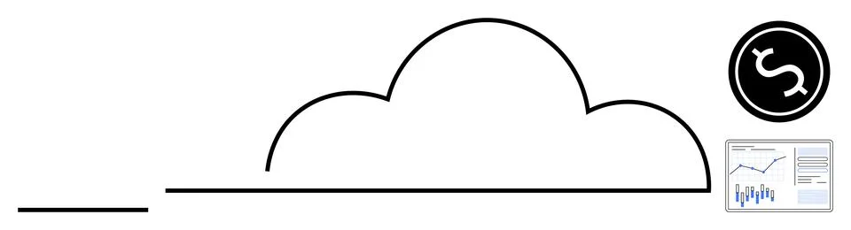 Cloud Computing with Financial Growth Chart and Dollar Symbol Stock Illustration