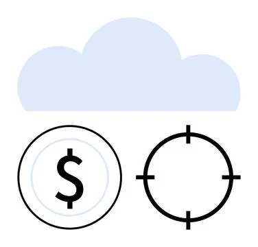 Cloud computing with financial management and target focus represented by d.. 스톡 일러스트