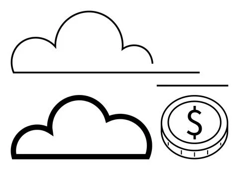 Cloud computing, fintech, data storage, cost efficiency, online services, dig イラスト素材