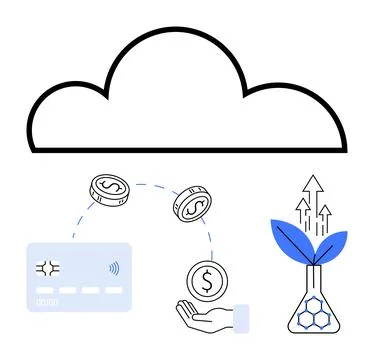 Cloud Computing Fintech Digital Payments, Investment Growth, and Financial .. Stock Illustration