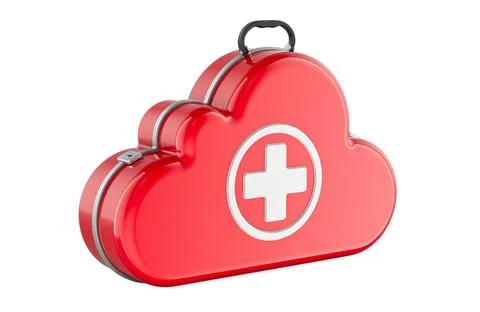 Cloud computing as first aid kit, 3D rendering Stock Illustration