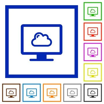 Cloud computing flat framed icons Illustrazione stock