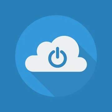 Cloud Computing Flat Icon. Power Button 스톡 일러스트