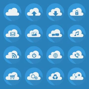 Cloud Computing Flat Icon Set Illustrazione stock