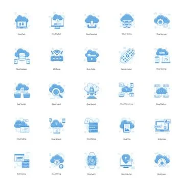 Cloud Computing Flat Icons Pack Stock Illustration