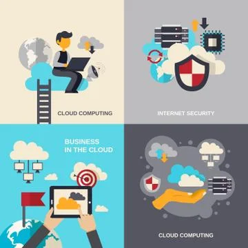 Cloud Computing Flat Set Stock Illustration