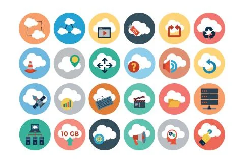 Cloud Computing Flat Vector Icons Pack Illustrazione stock