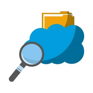 Cloud computing with folder and magnifying glass 스톡 일러스트