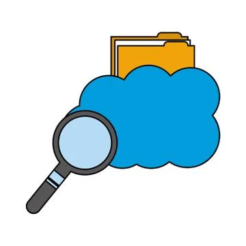Cloud computing with folder and magnifying glass Stock Illustration