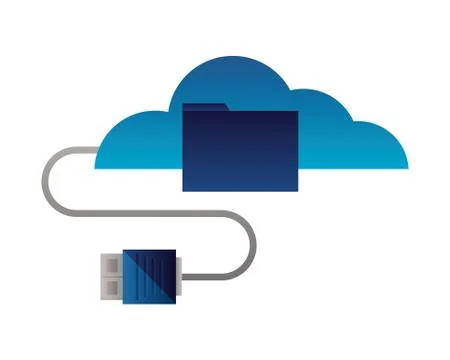 Cloud computing folder data cable plug 스톡 일러스트