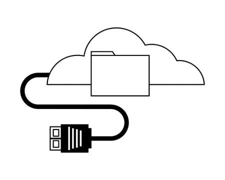 Cloud computing folder data cable plug 스톡 일러스트